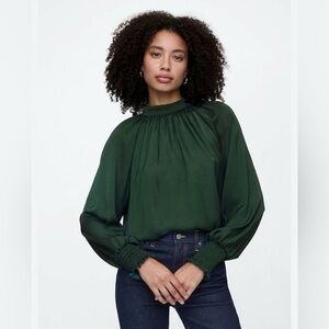 NWT Gap Relaxed Satin Collared Halter Top Essex Green Back Tie L